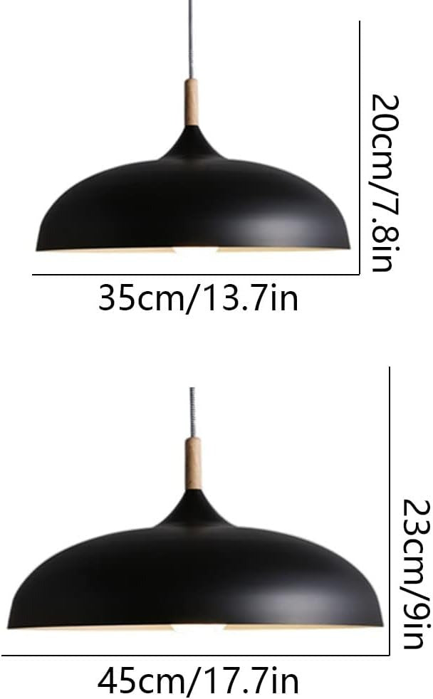 Scandinavian Pendant Light | Oak & Iron | Adjustable Height | E27 Bulb | Minimalist Nordic Design