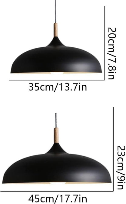 Scandinavian Pendant Light | Oak & Iron | Adjustable Height | E27 Bulb | Minimalist Nordic Design