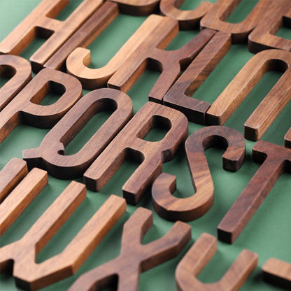 Black Walnut Letters | 2 x 3 x 0.4 in | Personalized Wooden Decoration | Desk or Wall Accent | Brick by Brick