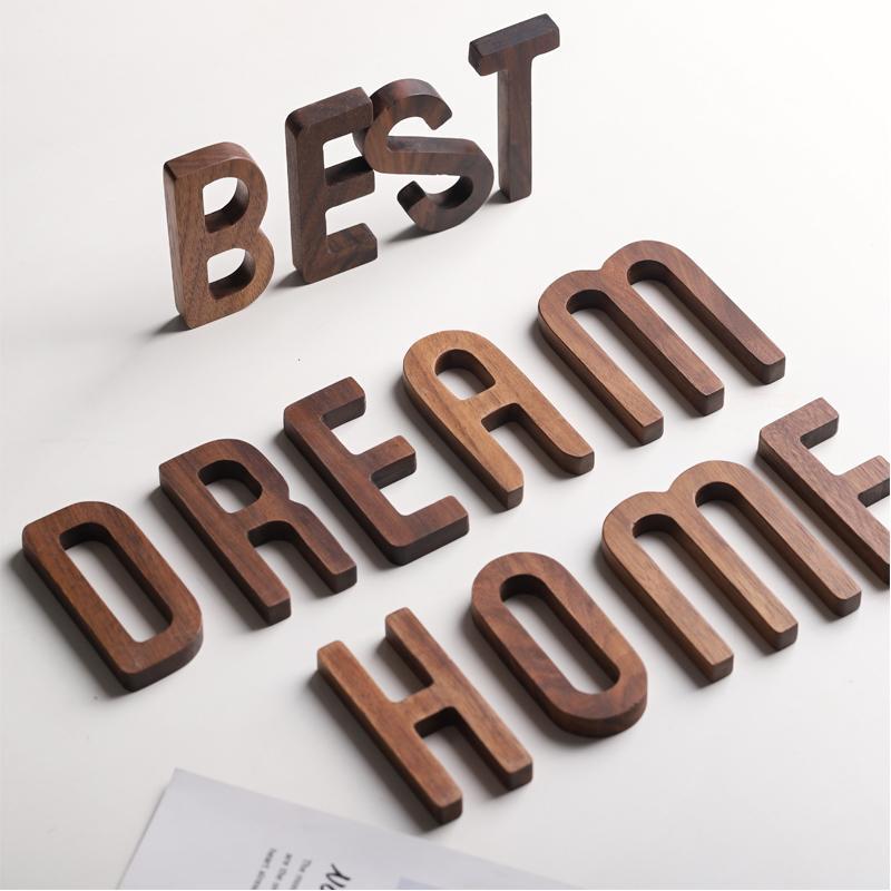 Black Walnut Letters | 2 x 3 x 0.4 in | Personalized Wooden Decoration | Desk or Wall Accent | Brick by Brick