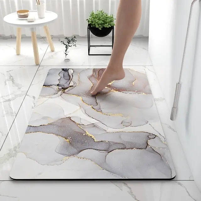AquaArt Luxe Bath Mat | Artistic Design | Soft Absorbent Non-Slip Microfiber | Brick by Brick