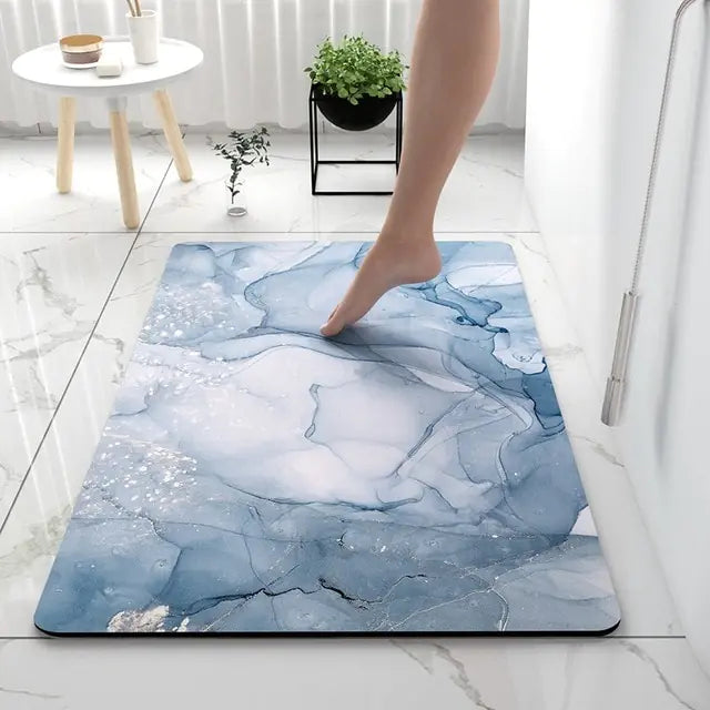 AquaArt Luxe Bath Mat | Artistic Design | Soft Absorbent Non-Slip Microfiber | Brick by Brick