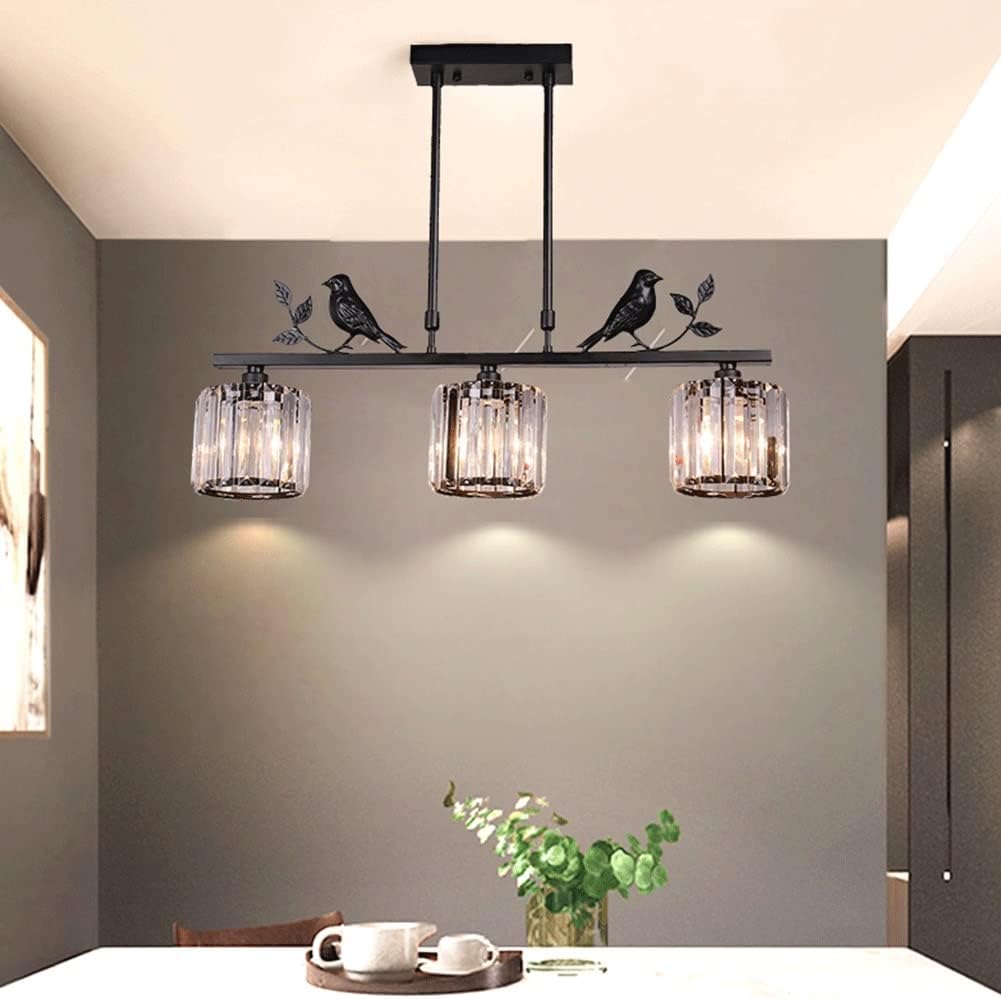 Birdie Crystal Island Chandelier | Multi-Head Pendant | 26.77 x 27.56 in | Elegant Long Chandelier | Brick by Brick