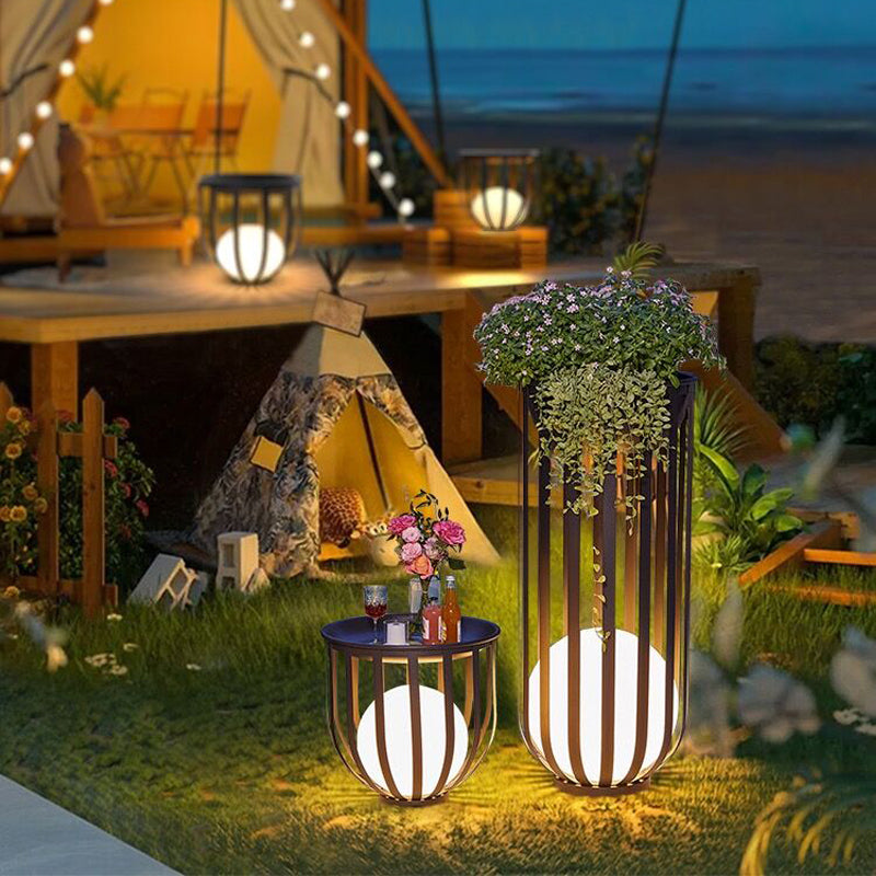 Solar Garden Lamp | 9.8 - 11.8 in | Modern Planter Stand Design | Outdoor LED Planter Light | Brick by Brick