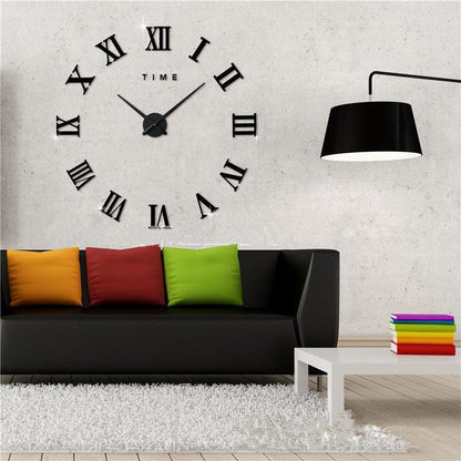 Modern Wall Clock | 19.7 - 47.2 in | Roman Numeral Silver Mirror Design | DIY Quartz Clock | Acrylic Mirror Wall Decor | Brick by Brick
