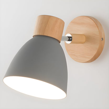 Nordic Wooden Wall Lamp | Compact E27 Light with Switch | Natural Wood