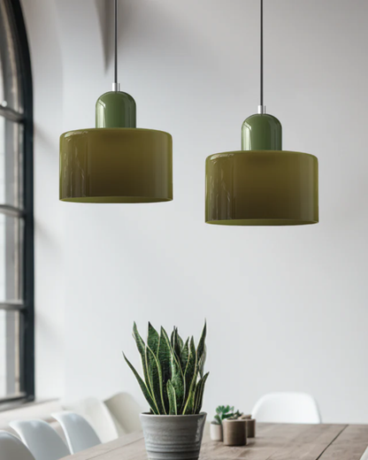 Formiva Pendant Light | Retro Modern Glass Shade | Ambient E26 Lighting | Hardwired Ceiling Fixture