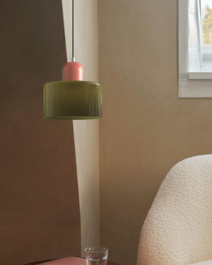 Formiva Pendant Light | Retro Modern Glass Shade | Ambient E26 Lighting | Hardwired Ceiling Fixture