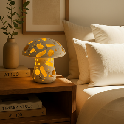 Marble Mushroom Lamp | Solid Marble | Terrazzo Inlays | Warm Ambient Lighting | Brick by Brick