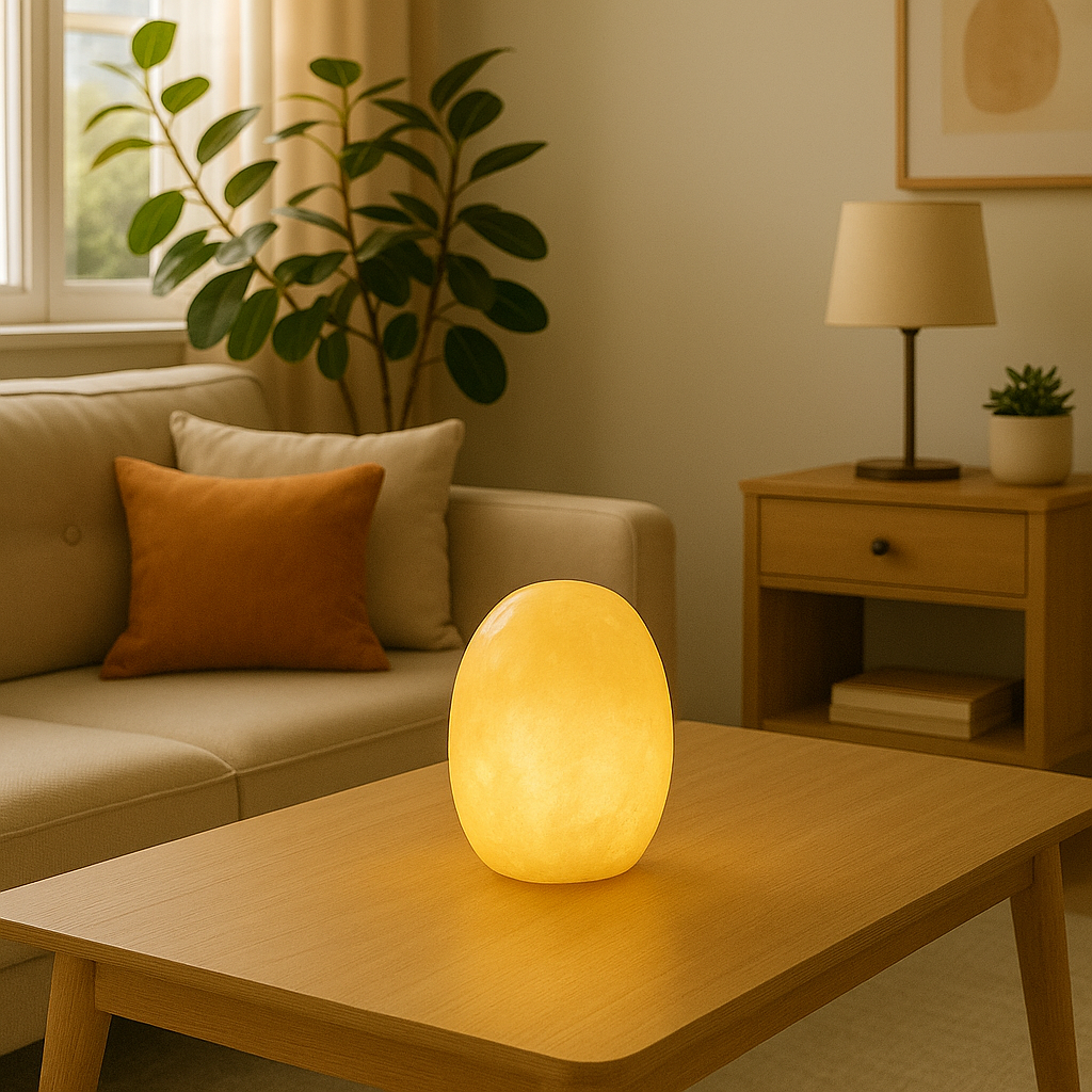 Marble Egg Table Lamp | 3.9 × 3.9 × 5.5 in | Sculptural Accent Lamp | Warm Ambient Lighting | Brick by Brick