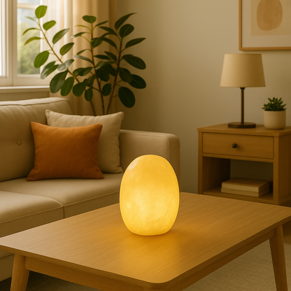 Marble Egg Table Lamp | 3.9 × 3.9 × 5.5 in | Sculptural Accent Lamp | Warm Ambient Lighting | Brick by Brick