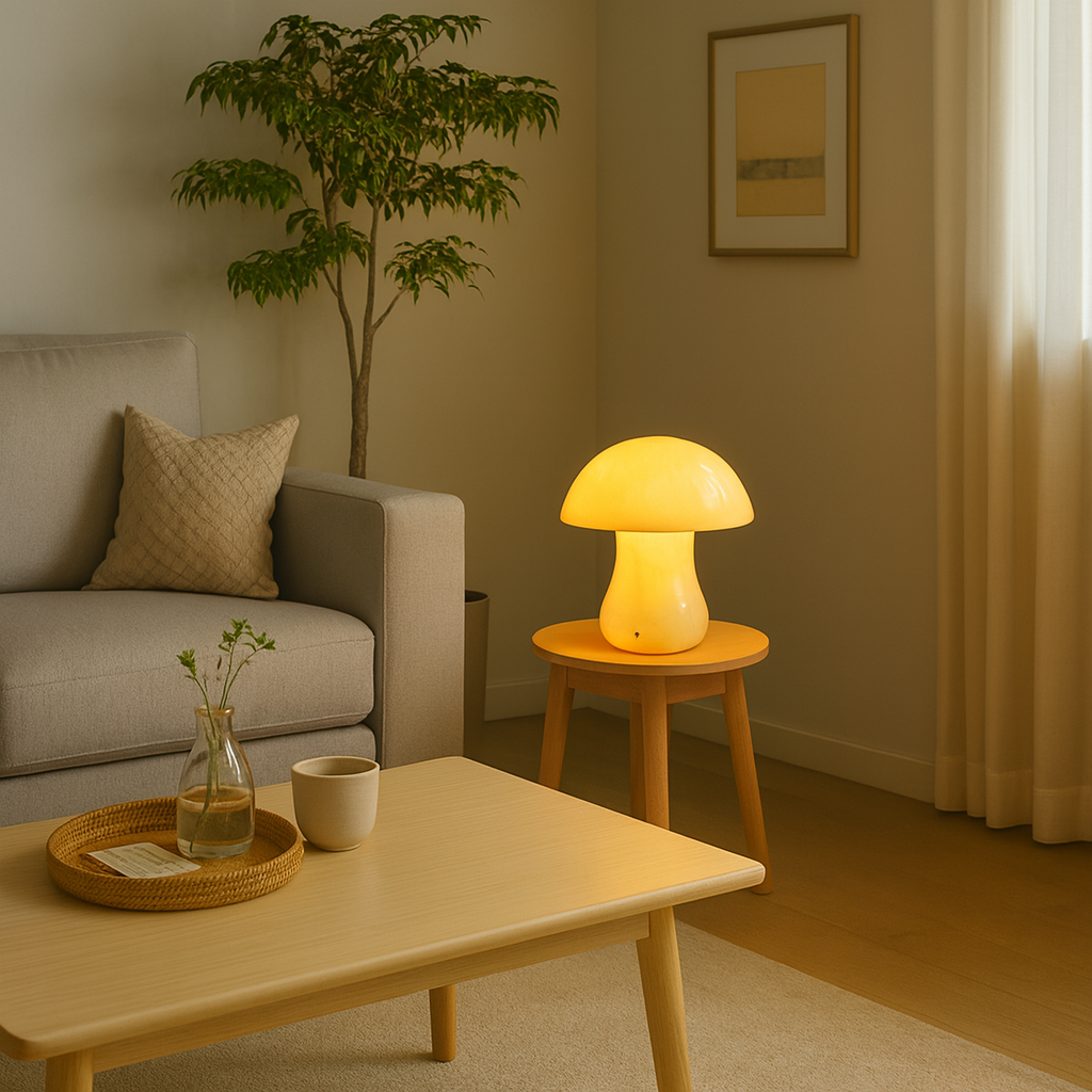 Eden Marble Mushroom Lamp | Solid Marble Sculptural Table Lamp | Warm Ambient Lighting | Brick by Brick