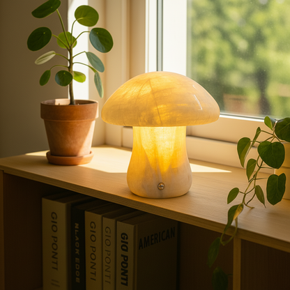 Eden Marble Mushroom Lamp | Solid Marble Sculptural Table Lamp | Warm Ambient Lighting | Brick by Brick