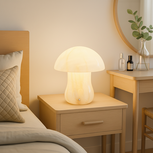 Eden Marble Mushroom Lamp | Solid Marble Sculptural Table Lamp | Warm Ambient Lighting | Brick by Brick