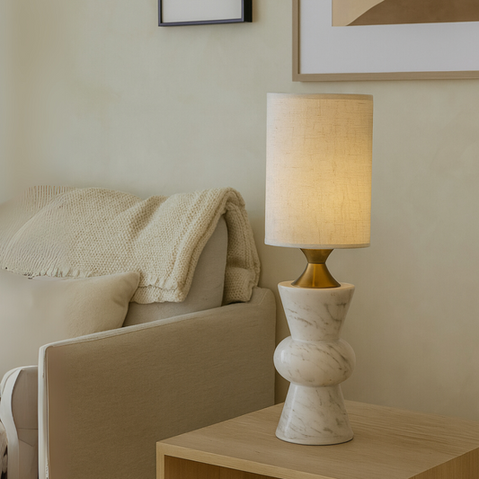 Elysian Marble Table Lamp | 5.9 × 15.4 in | Brass Accent | Timeless Glow | Brick by Brick