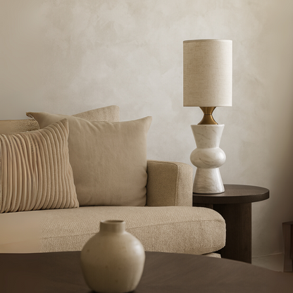 Elysian Marble Table Lamp | 5.9 × 15.4 in | Brass Accent | Timeless Glow | Brick by Brick