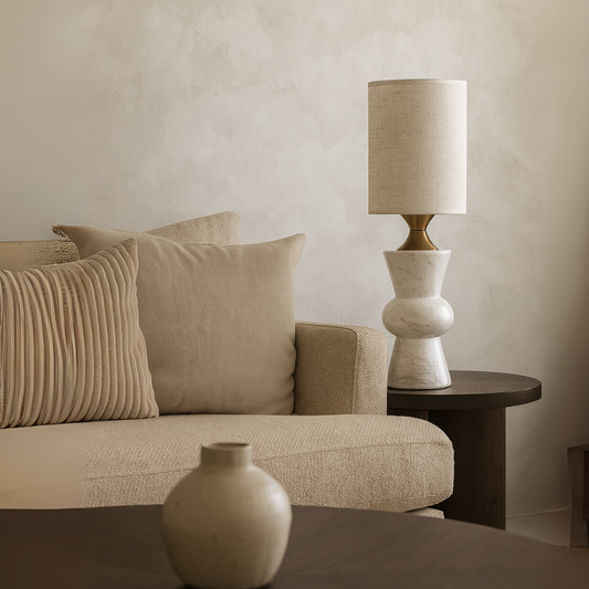 Elysian Marble Table Lamp | 5.9 × 15.4 in | Brass Accent | Timeless Glow | Brick by Brick