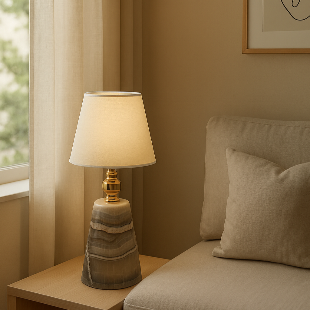 Marble Table Lamp | 5.9 × 16.9 in | Natural Veining | Ambient Glow | Brick by Brick