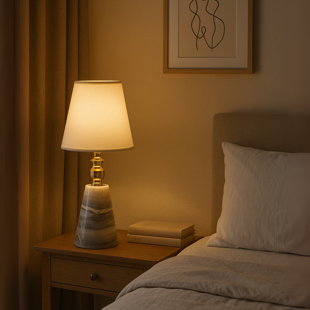 Marble Table Lamp | 5.9 × 16.9 in | Natural Veining | Ambient Glow | Brick by Brick