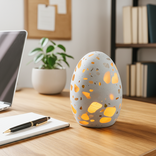 Marble Egg Table Lamp | 3.9 × 5.5 in | Sculptural | Natural Stone Accent Lighting | Brick by Brick