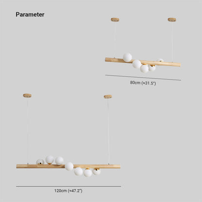 Glass Bubble Pendant Light | 31.5 - 47.2 in | Wood Walnut | Modern LED Ceiling Light | Living Room | Dining Room | Brick by Brick