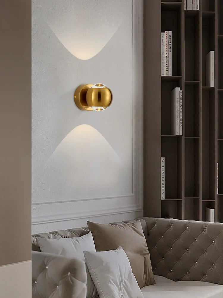 Modern Brass LED Wall Lamp | 3.9 x 4.9in | Scandinavian Wall Sconce | Elegant Foyer Lighting | Brick by Brick