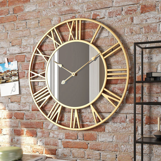 Vintage Mirror Wall Clock | Silent Sweep | Industrial‐Style Decor | Brick by Brick
