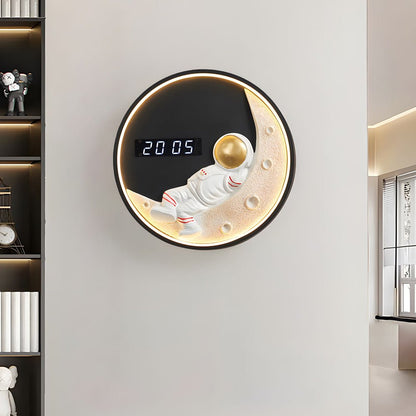 LED Light Wall Clock | Digital Time Display | 3 Color Modes | Astronaut Decor