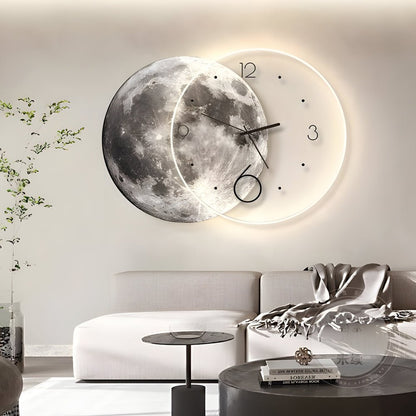 Lunar LED Wall Clock | Moon Design | USB & Power Bank Powered | Remote Control | Wall Art Light