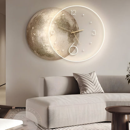 Lunar LED Wall Clock | Moon Design | USB & Power Bank Powered | Remote Control | Wall Art Light