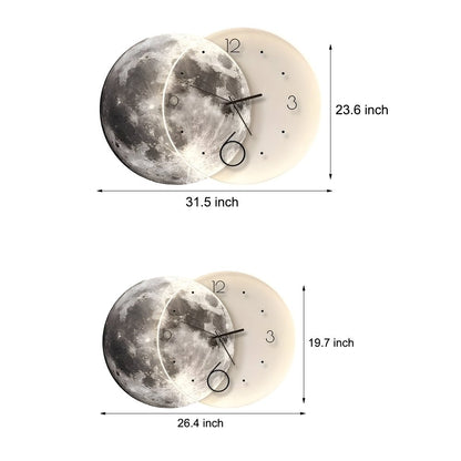 Lunar LED Wall Clock | Moon Design | USB & Power Bank Powered | Remote Control | Wall Art Light