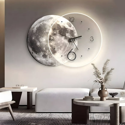 Lunar LED Wall Clock | Moon Design | USB & Power Bank Powered | Remote Control | Wall Art Light