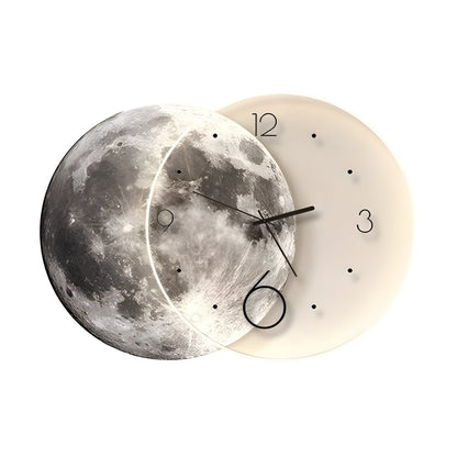 Lunar LED Wall Clock | Moon Design | USB & Power Bank Powered | Remote Control | Wall Art Light