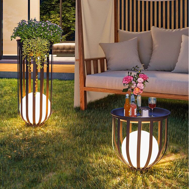 Solar Garden Lamp | 9.8 - 11.8 in | Modern Planter Stand Design | Outdoor LED Planter Light | Brick by Brick