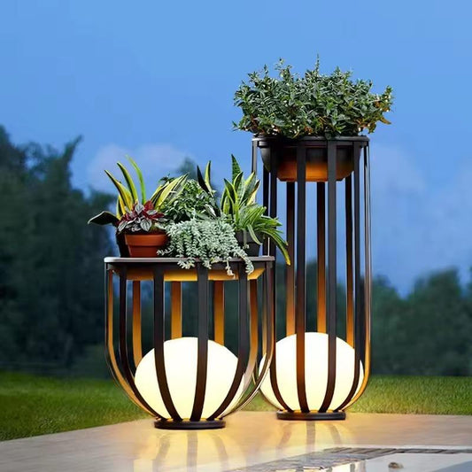 Solar Garden Lamp | 9.8 - 11.8 in | Modern Planter Stand Design | Outdoor LED Planter Light | Brick by Brick