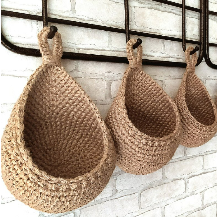 Jute Wall Storage Baskets | XS - XXL | Hanging Kitchen Organizer | Handwoven Produce Storage | Brick by Brick