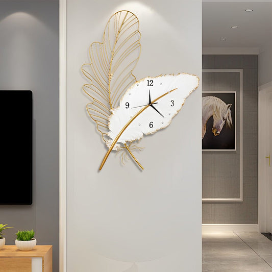 Feather LED Wall Clock | Silent Resin Art Clock | Unisex | Modern Wall Decor