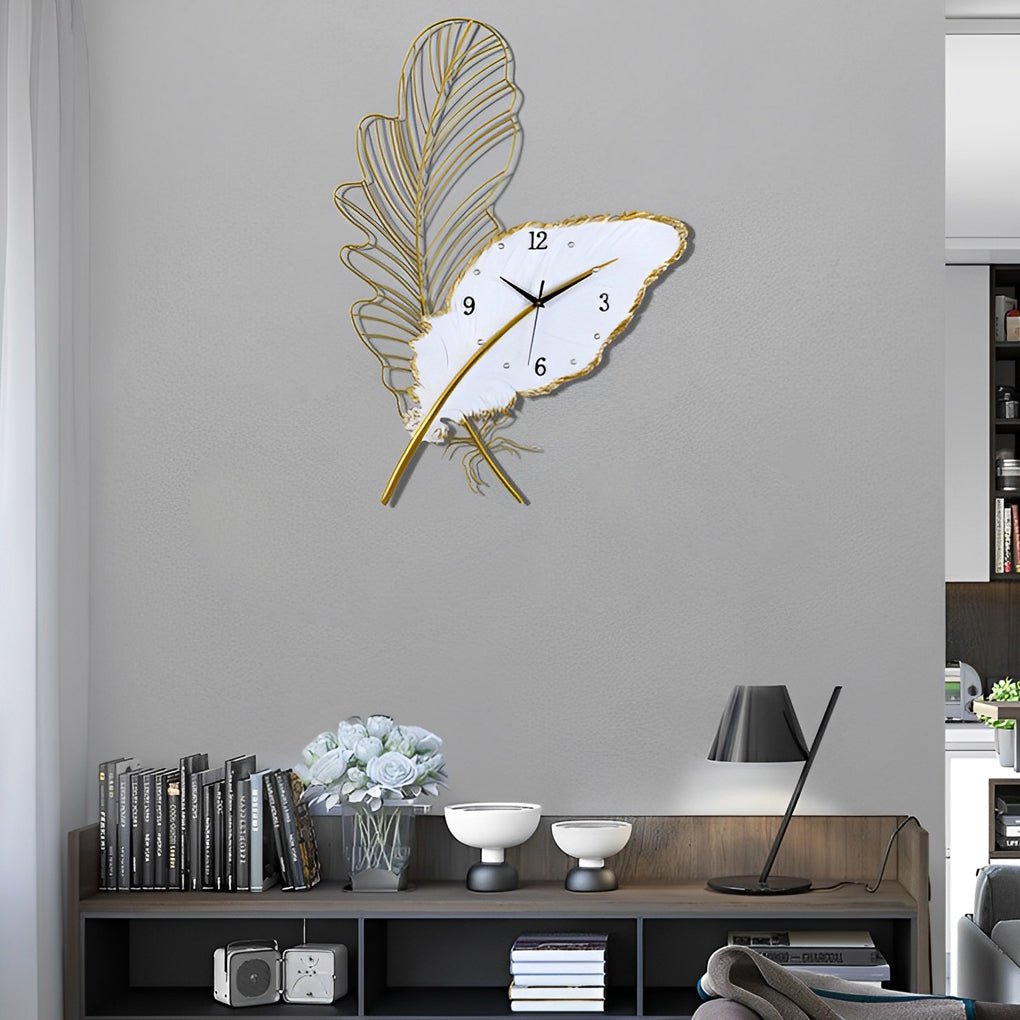Feather LED Wall Clock | Silent Resin Art Clock | Unisex | Modern Wall Decor