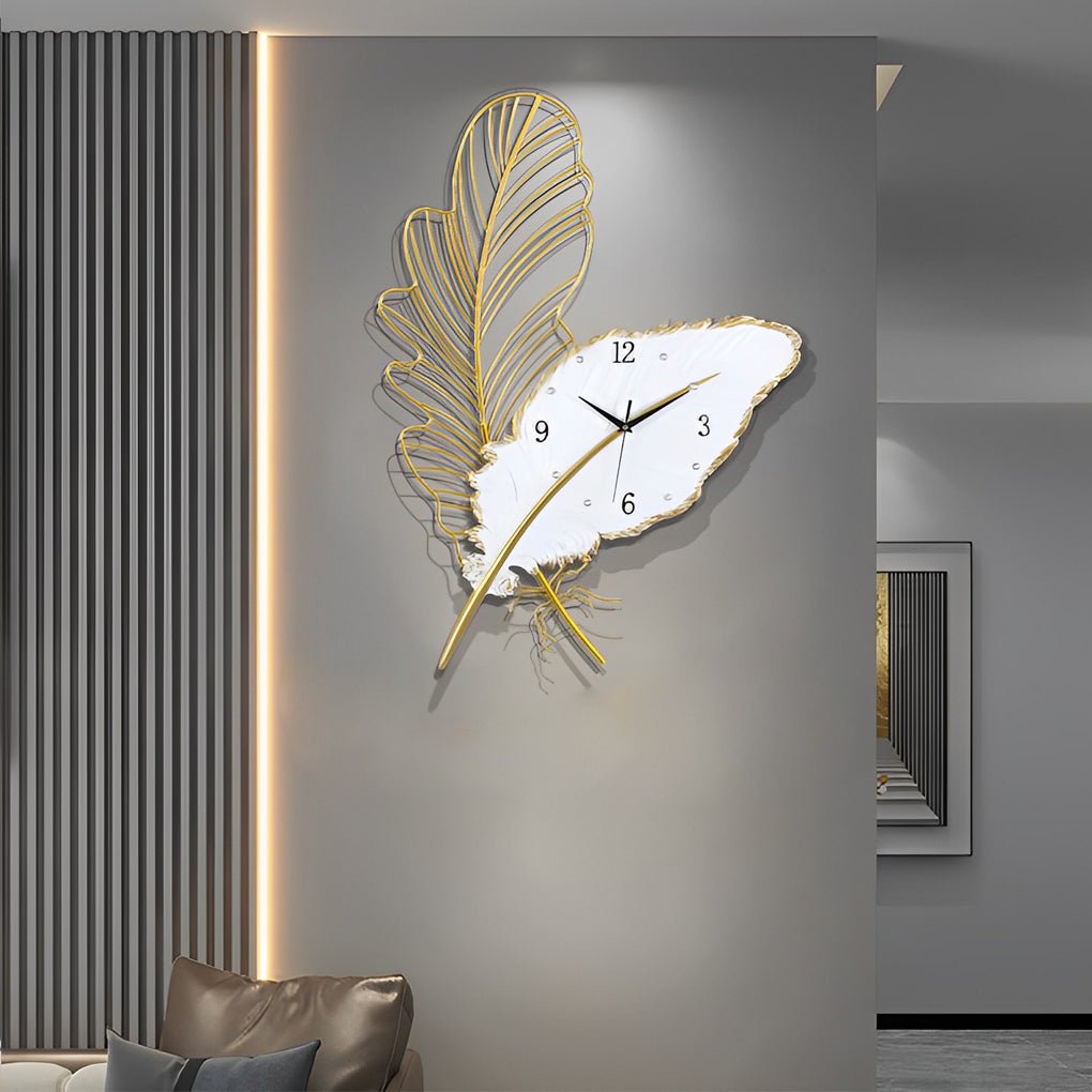 Feather LED Wall Clock | Silent Resin Art Clock | Unisex | Modern Wall Decor