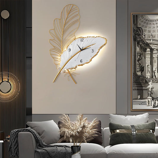 Feather LED Wall Clock | Silent Resin Art Clock | Unisex | Modern Wall Decor
