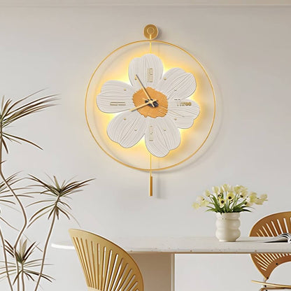 Round Metal LED Wall Clock | Battery Operated | Floral Design | 20"