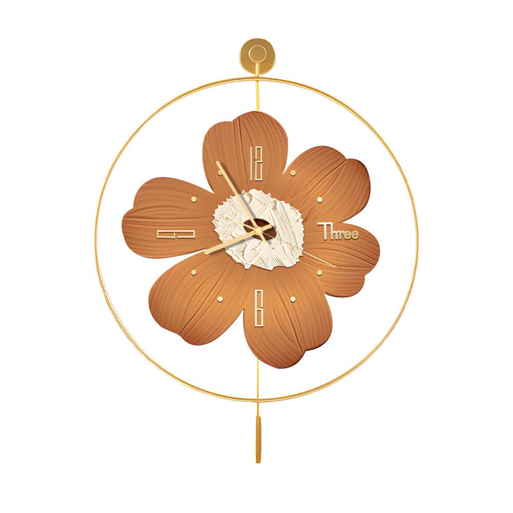Round Metal LED Wall Clock | Battery Operated | Floral Design | 20"