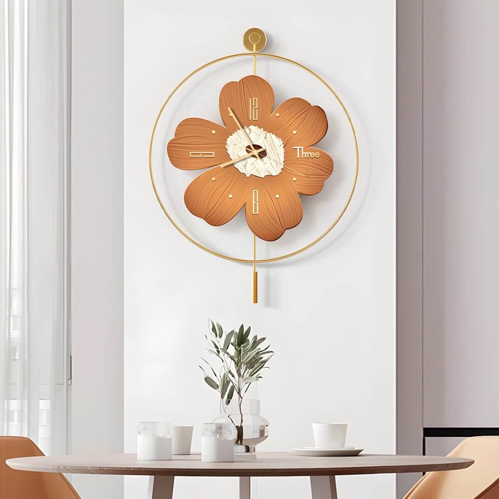 Round Metal LED Wall Clock | Battery Operated | Floral Design | 20"