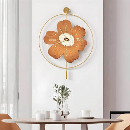 Round Metal LED Wall Clock | Battery Operated | Floral Design | 20"