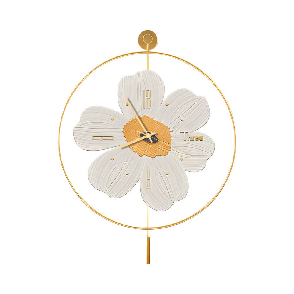 Round Metal LED Wall Clock | Battery Operated | Floral Design | 20"