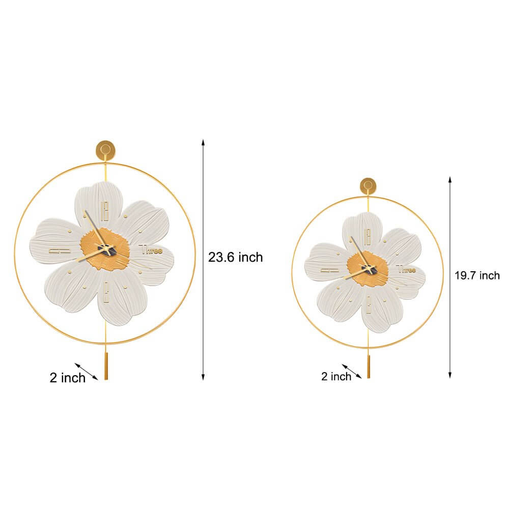 Round Metal LED Wall Clock | Battery Operated | Floral Design | 20"