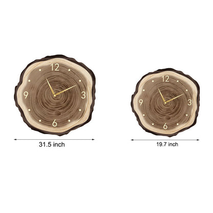 Wood Slice Wall Clock | LED Light | Remote Control | Natural Round Design | Warm Light
