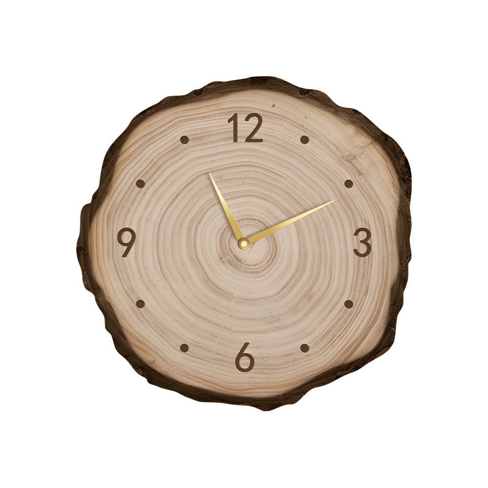 Wood Slice Wall Clock | LED Light | Remote Control | Natural Round Design | Warm Light