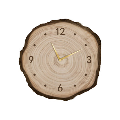 Wood Slice Wall Clock | LED Light | Remote Control | Natural Round Design | Warm Light