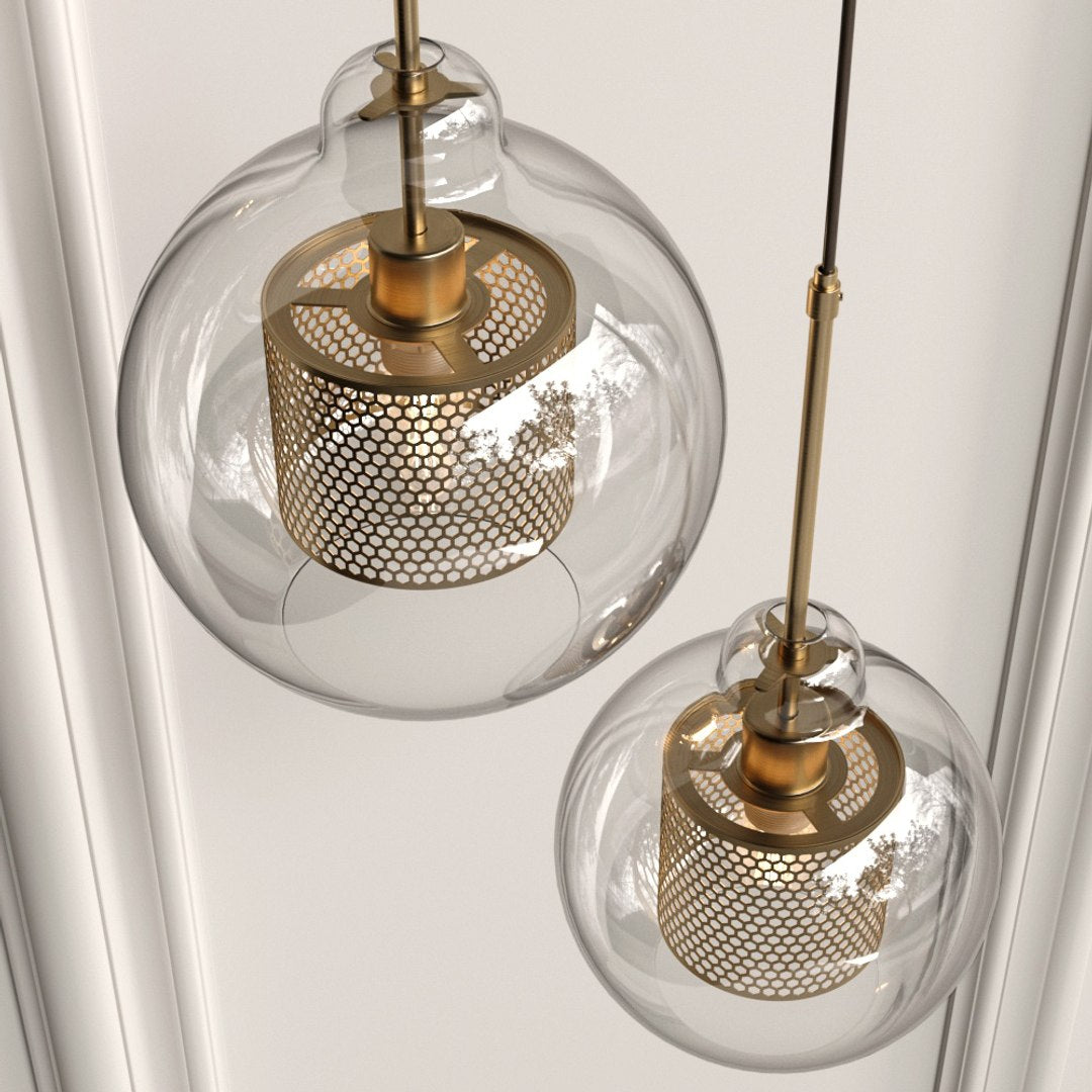 Elegant Glass Pendant Lamp | Gold or Silver | Adjustable Hanging Light | Contemporary Home Lighting | Brick by Brick